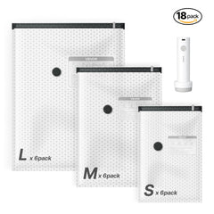 VEVOR Vacuum Storage Bags, 18 Pack Space Saver Vacuum Seal Bags for Clothing, with Pump and Charging Cable, Double