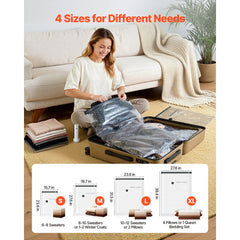 VEVOR Vacuum Storage Bags, 26 Pack Space Saver Vacuum Seal Bags for Clothing, with Pump and Charging Cable, Double