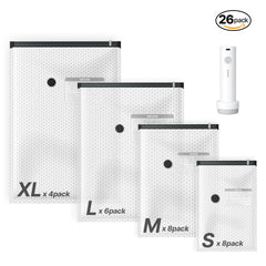 VEVOR Vacuum Storage Bags, 26 Pack Space Saver Vacuum Seal Bags for Clothing, with Pump and Charging Cable, Double