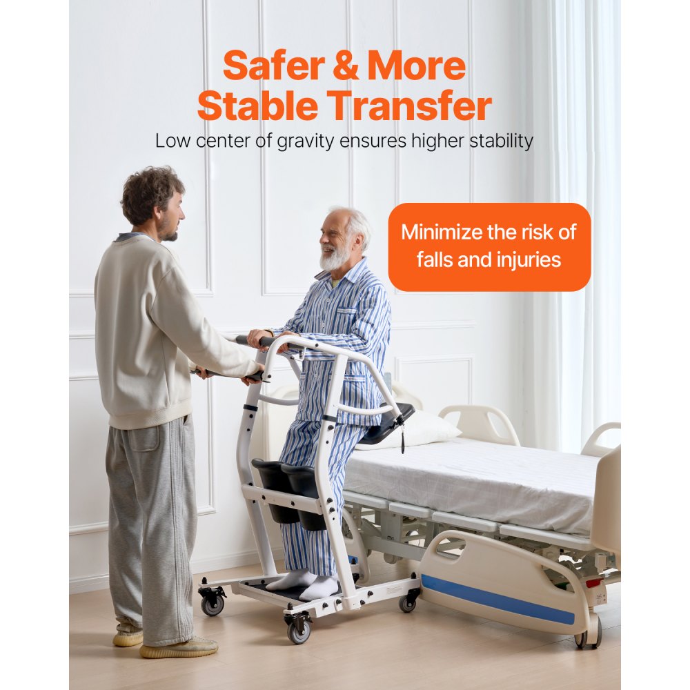 VEVOR Stand Assist Patient Lift, Easy Sit-to-Stand Transfer Chair for Seniors Disabled - with Adjustable Knee Pads, PU