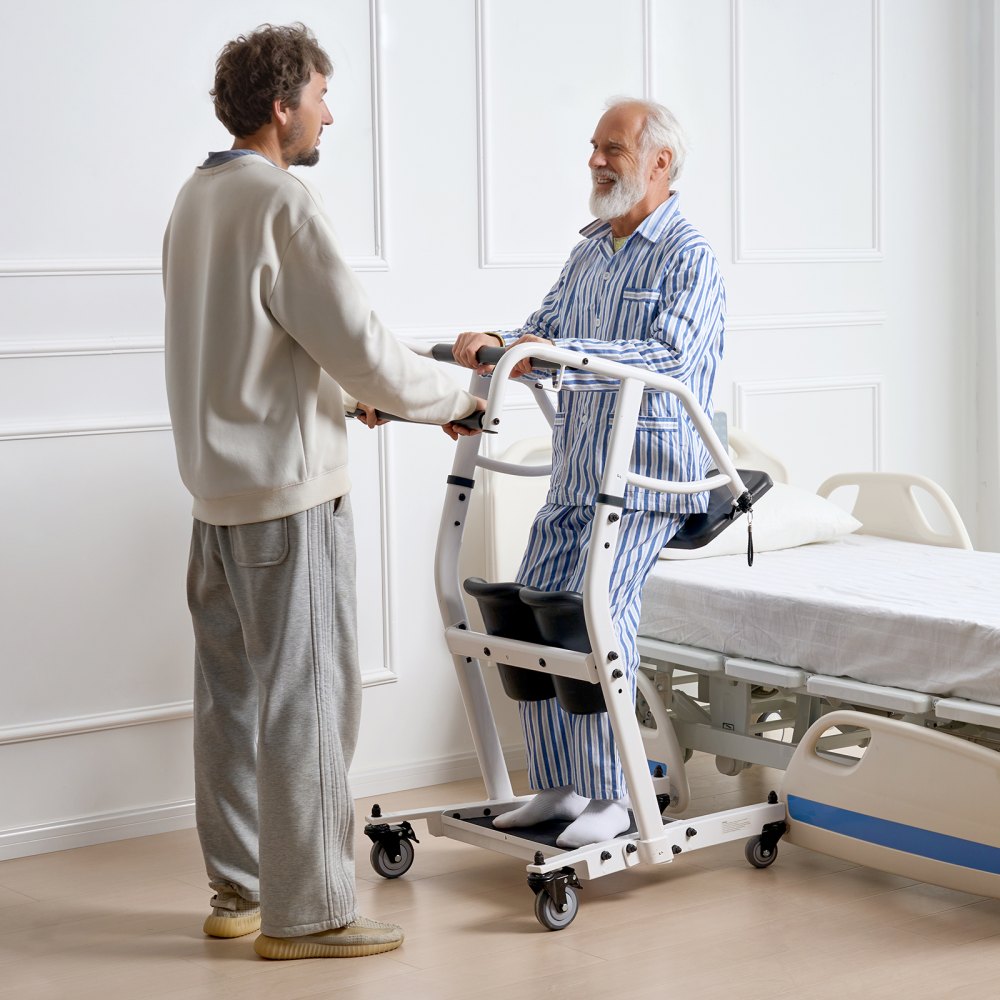 VEVOR Stand Assist Patient Lift, Easy Sit-to-Stand Transfer Chair for Seniors Disabled - with Adjustable Knee Pads, PU
