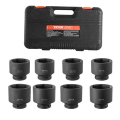 VEVOR Axle Nut Impact Socket Set, 3/4" Drive 6-Point 8-Piece SAE Spindle Nut Socket Set, CR-MO Heat Treated Large