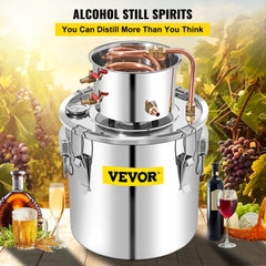 VEVOR Alcohol Still 13.2Gal/50L, Alcohol Distiller with Circulating Pump, Alcohol Still Copper Tube, Whiskey Distilling