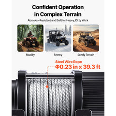 VEVOR 4500 lbs Electric Winch, 12V DC ATV/UTV Winch with Φ0.24 in x 39.4 ft Steel Wire Rope, Wireless & Wired Remote