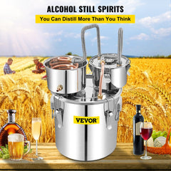 VEVOR Alcohol Still, 13.2Gal / 50L Stainless Steel Water Alcohol Distiller Copper Tube Home Brewing Kit Build-in