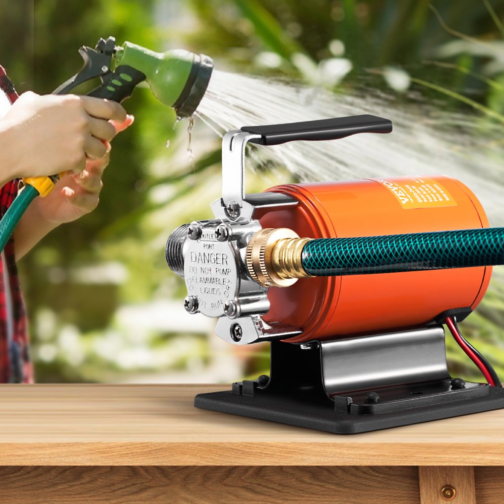 VEVOR Water Transfer Pump, 12V DC 360 GPH 1/10HP, Portable Electric Utility Pump with 6 ft Suction Hose Kit, Impeller