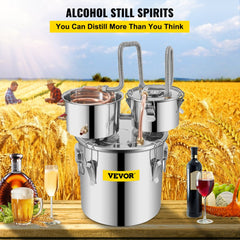 VEVOR Alcohol Still, 5 Gallon, Stainless Steel Alcohol Distiller with Copper Tube & Build-in Thermometer & Water Pump