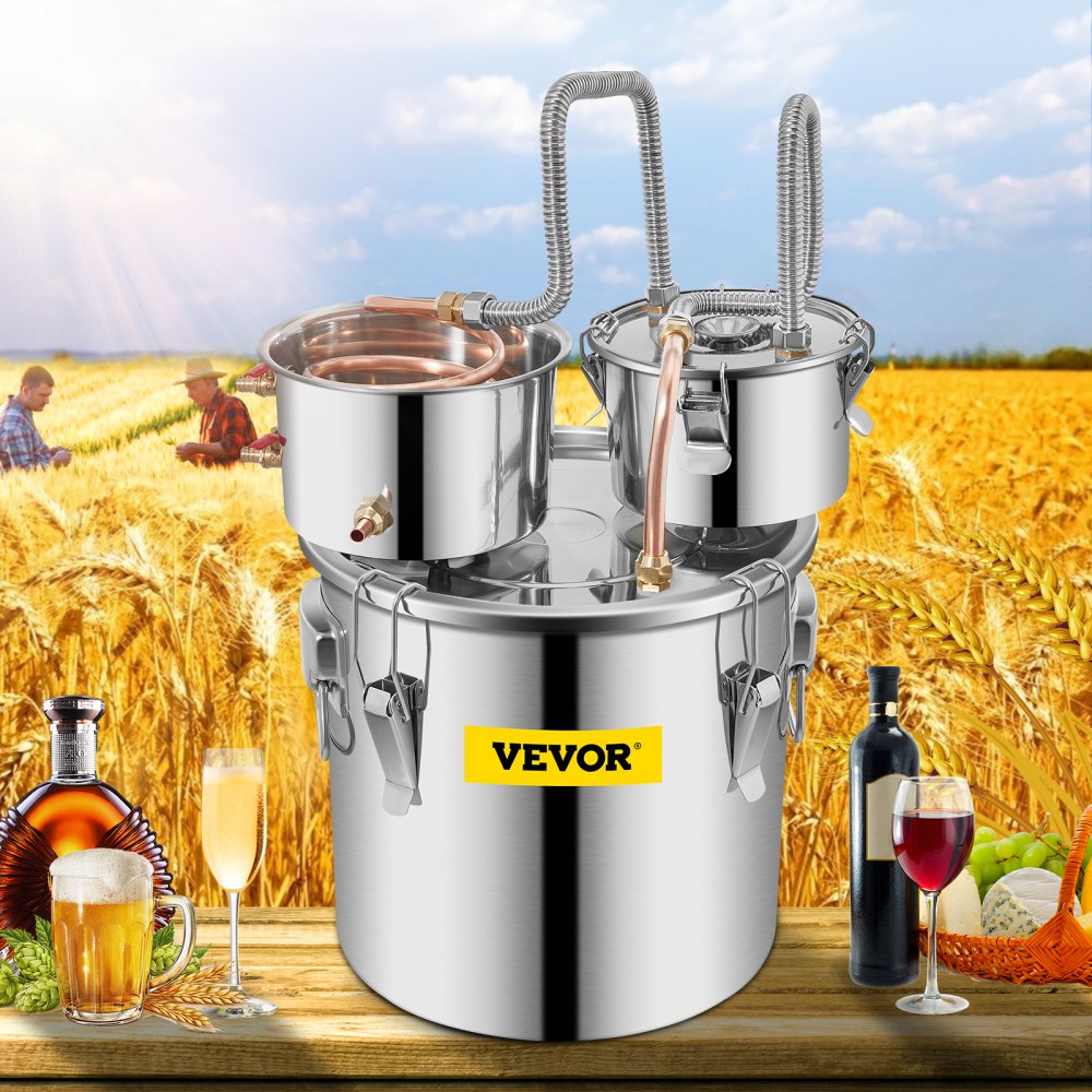 VEVOR Moonshine Still Stainless Steel Water Alcohol Distiller Copper Tube With Circulating Pump Home Brewing Kit