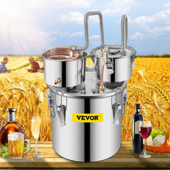 VEVOR Moonshine Still Stainless Steel Water Alcohol Distiller Copper Tube With Circulating Pump Home Brewing Kit