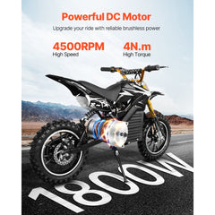 VEVOR 1800W Electric Brushless DC Motor Kit - 48V 4500rpm Motor with Upgraded Speed Controller and Throttle Grip Kit