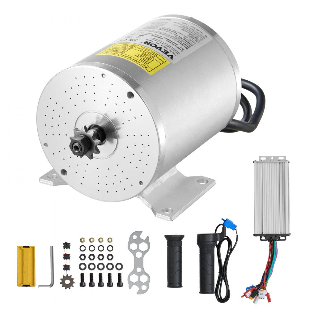 VEVOR 1800W Electric Brushless DC Motor Kit - 48V 4500rpm Motor with Upgraded Speed Controller and Throttle Grip Kit
