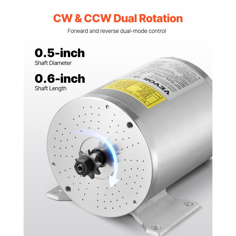 VEVOR 2000W Electric Brushless DC Motor Kit - 48V 4300rpm Motor with Upgraded Speed Controller and Throttle Grip Kit