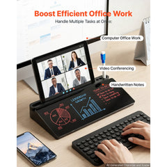 VEVOR Desktop Glass Dry Erase Board 15.8 x 7.1 x 1.9 in Desk Whiteboard, Compartment Storage, Non-Slip Bottom