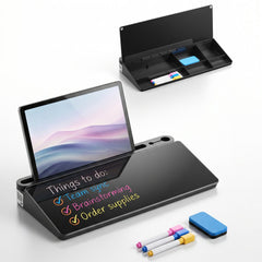 VEVOR Desktop Glass Dry Erase Board 15.8 x 7.1 x 1.9 in Desk Whiteboard, Compartment Storage, Non-Slip Bottom