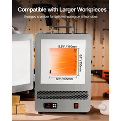 VEVOR Tabletop Kiln Melter, 1500W Electric Kiln, 2192℉ Max Temperature, Stainless Steel, Programmable Gold Melting