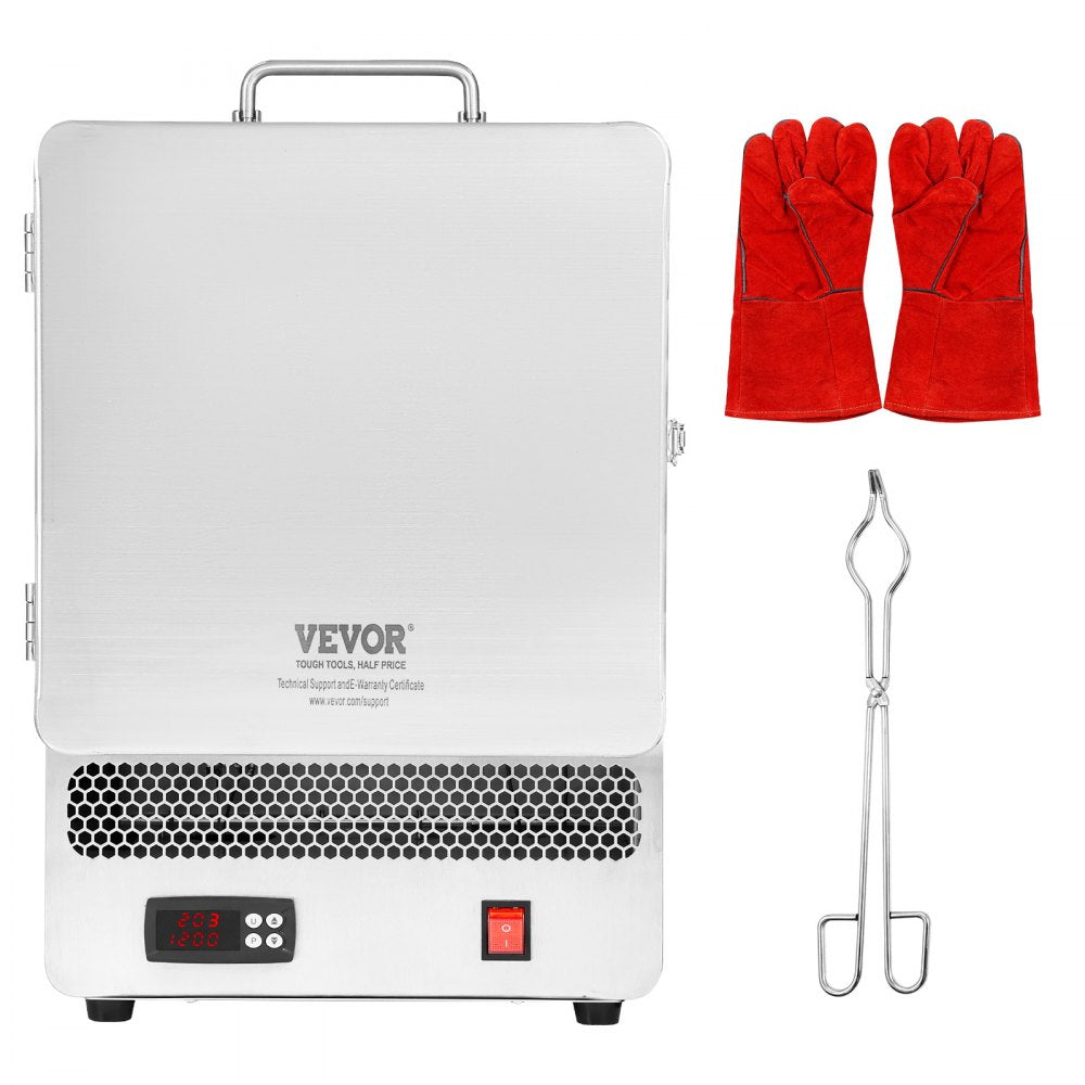 VEVOR Tabletop Kiln Melter, 1500W Electric Kiln, 2192℉ Max Temperature, Precise Control, Stainless Steel, Gold Melting