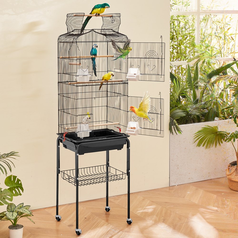 VEVOR 64-inch Open Top Large Parrot Bird Cage with Detachable Rolling Stand for Parakeets Finches Canaries Lovebirds