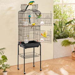 VEVOR 64-inch Open Top Large Parrot Bird Cage with Detachable Rolling Stand for Parakeets Finches Canaries Lovebirds