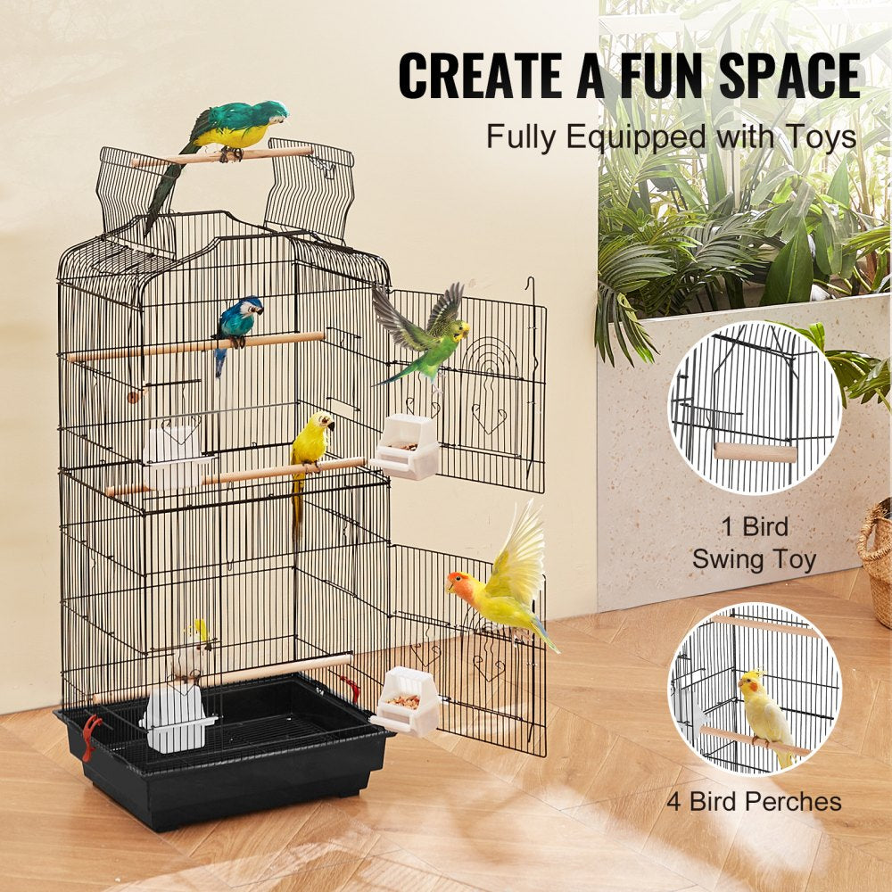 VEVOR 41-inch Open Top Large Parrot Bird Cage, Hanging Bird Cage for Parakeets Finches Canaries Lovebirds Cockatiels