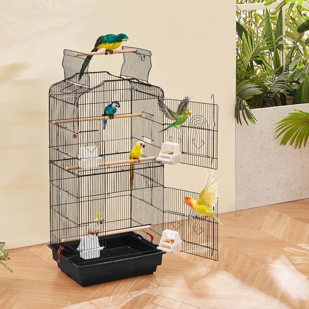 VEVOR 41-inch Open Top Large Parrot Bird Cage, Hanging Bird Cage for Parakeets Finches Canaries Lovebirds Cockatiels