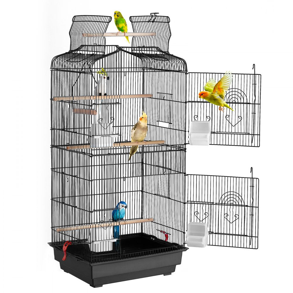 VEVOR 41-inch Open Top Large Parrot Bird Cage, Hanging Bird Cage for Parakeets Finches Canaries Lovebirds Cockatiels