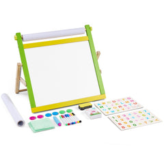 VEVOR Tabletop Art Easel for Kids, 3-in-1 Wooden Double-Sided Kid's Art Easel with Magnetic Whiteboard, Chalkboard