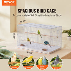 VEVOR 30-inch Flight Bird Cage, Stackable Bird Cage for Small Parrots Canaries Cockatiels Lovebirds Finches Budgies