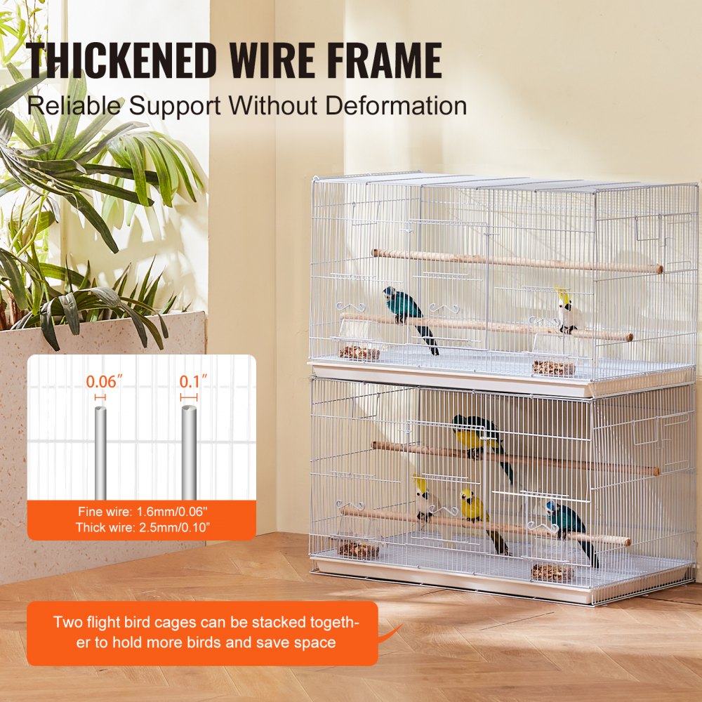 VEVOR 30-inch Flight Bird Cage, Stackable Bird Cage for Small Parrots Canaries Cockatiels Lovebirds Finches Budgies