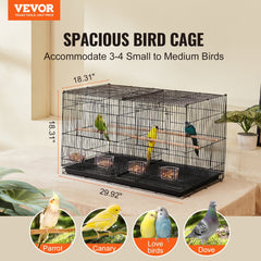 VEVOR 30-inch Flight Bird Cage, Stackable Divided Small Parakeet Cage for Parrots Canaries Cockatiels Lovebirds Finches
