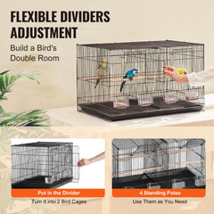 VEVOR 30-inch Flight Bird Cage, Stackable Divided Small Parakeet Cage for Parrots Canaries Cockatiels Lovebirds Finches