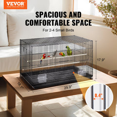 VEVOR 30 inch Bird Cage, Metal Large Parakeet Cages for Cockatiels Small Parrot Budgies Lovebirds Canaries, Pet Bird