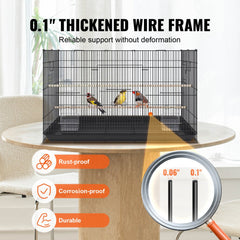 VEVOR 30 inch Bird Cage, Metal Large Parakeet Cages for Cockatiels Small Parrot Budgies Lovebirds Canaries, Pet Bird