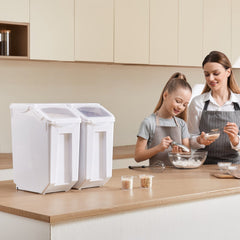 VEVOR Rice Storage Container, 4.5Gallon/20L x2 Capacity Large Dog Food Dispenser Bin, Kitchen Ingredient Grain Cereal