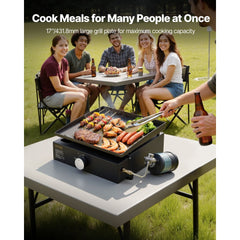 VEVOR Commercial Griddle, 16.9" Heavy Duty Manual Flat Top Griddle, Countertop Gas Grill with Non-Stick Cooking Plate