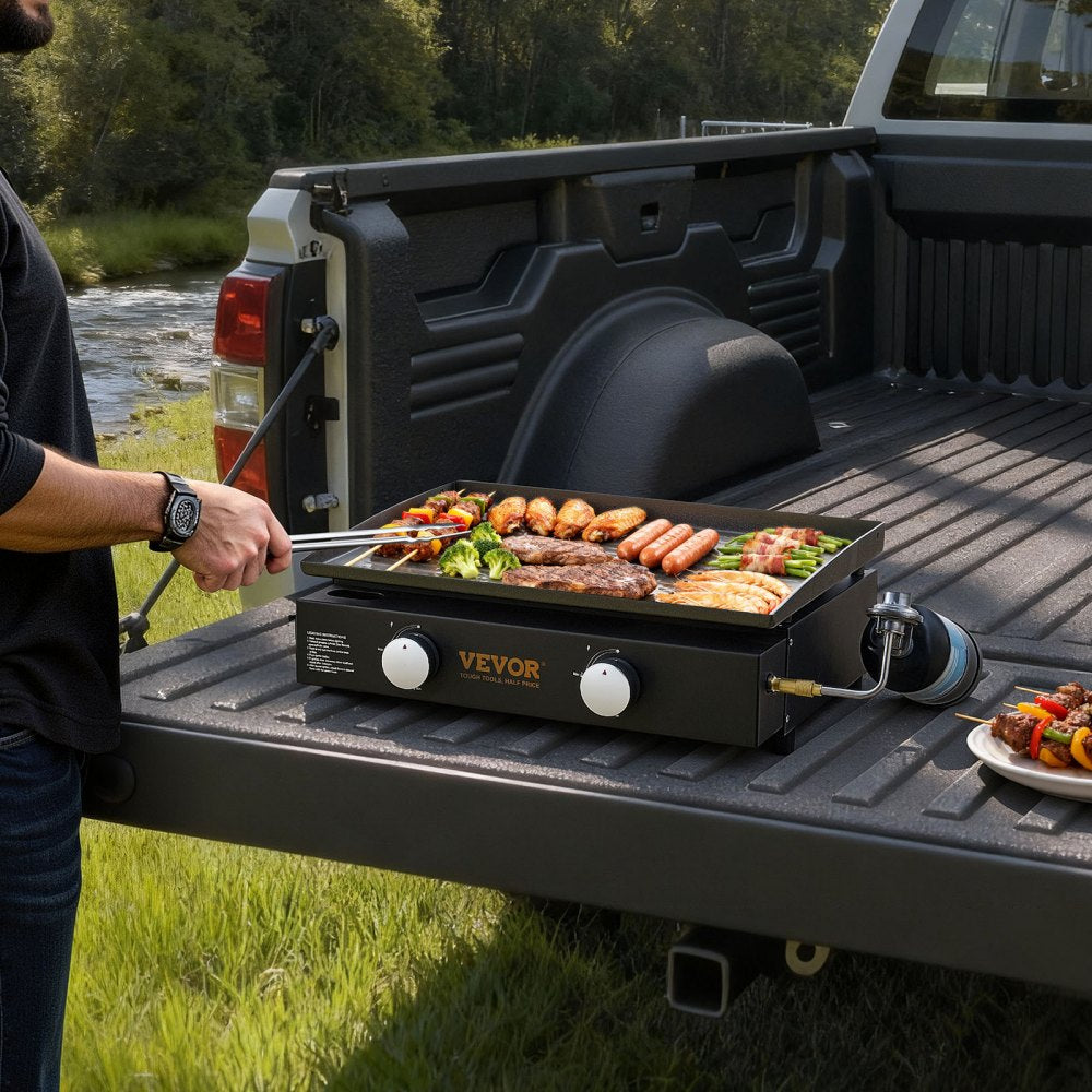 VEVOR Commercial Griddle, 22.4" Heavy Duty Manual Flat Top Griddle, Countertop Gas Grill with Non-Stick Cooking Plate