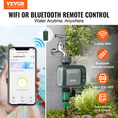 VEVOR WiFi Sprinkler Timer, Single Outlet, Smart Hose Faucet Water Timer with Brass Inlet, APP Control via 2.4Ghz WiFi