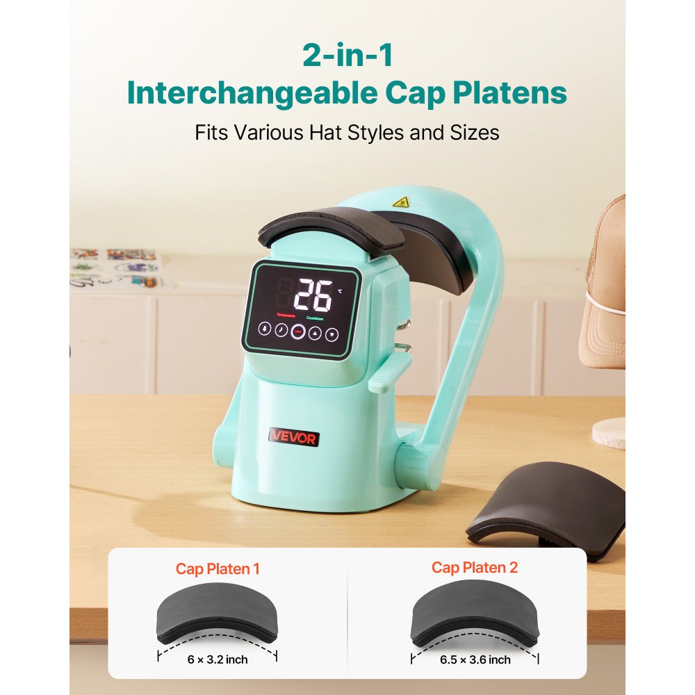 VEVOR Auto Hat Heat Press Machine, with 2pcs Interchangeable Platens, Automatic Open and Release, Touchscreen for