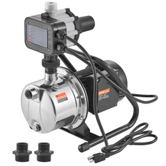 VEVOR Shallow Well Pump, 1HP 115V, 1200 GPH 145 ft Head, Portable Stainless Steel Sprinkler Booster Jet Pumps with