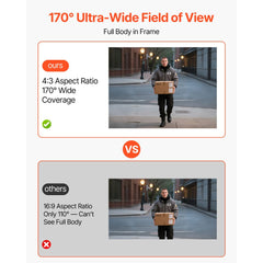 VEVOR Video Doorbell, 2K Wireless Camera Ring Doorbell Works with 170° Ultra-Wide View, 2-Way Audio, Motion Detection &