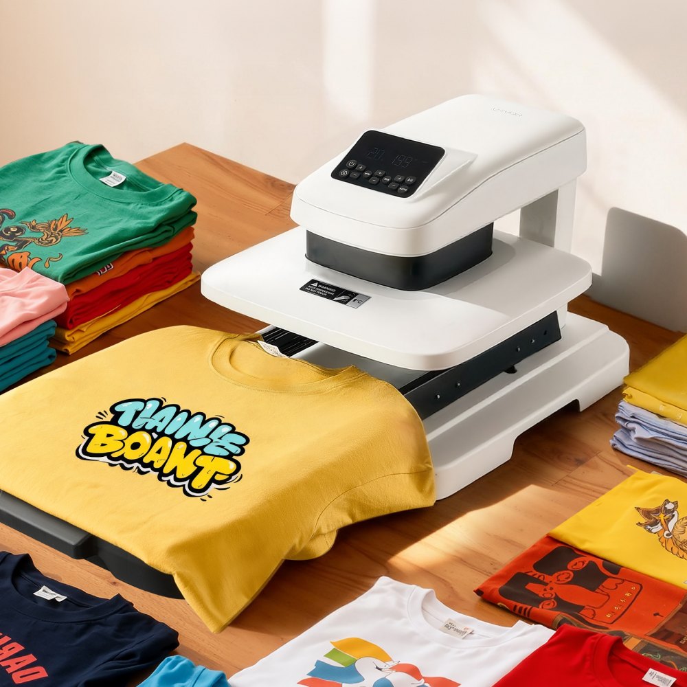 VEVOR Auto Heat Press Machine 15 x 15 inch T-Shirt Press Machine White, Auto Release and Adjustable Pressure, Digital