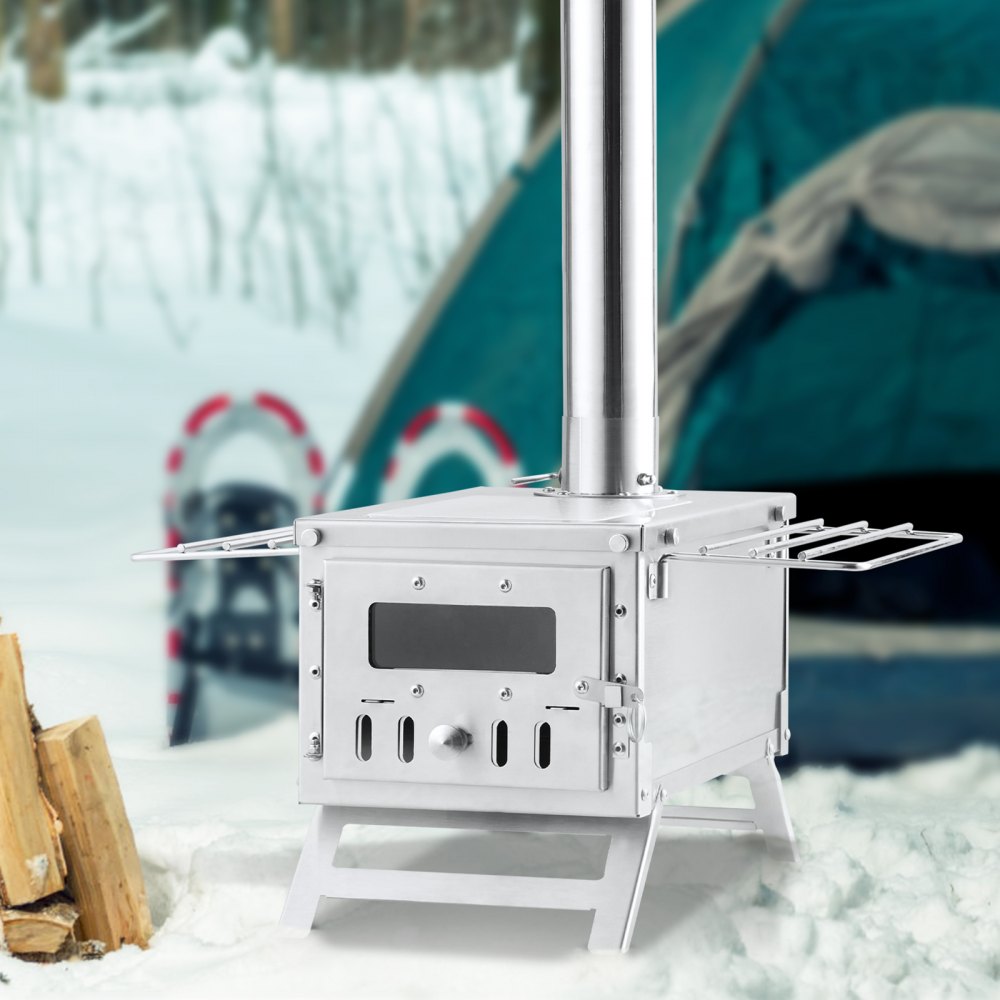 VEVOR Wood Stove, 80 inch, Stainless Steel Camping Tent Stove, Portable Wood Burning Stove with Chimney Pipes & Gloves