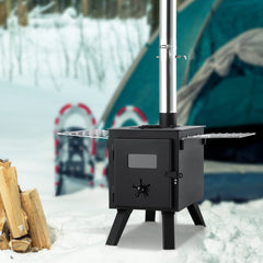 VEVOR Wood Stove, 86 inch, Alloy Steel Camping Tent Stove, Portable Wood Burning Stove with Chimney Pipes & Gloves