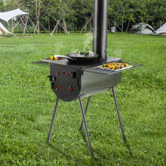 VEVOR Wood Stove, 118 inch, Alloy Steel Camping Tent Stove, Portable Wood Burning Stove with Chimney Pipes & Gloves