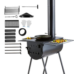 VEVOR Wood Stove, 118 inch, Alloy Steel Camping Tent Stove, Portable Wood Burning Stove with Chimney Pipes & Gloves