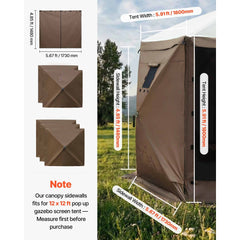 VEVOR Canopy Sidewalls, 5.67 x 4.85 ft, Canopy Tent Walls with Waterproof and Sunlight Protection, 1 Zippered Door & 2
