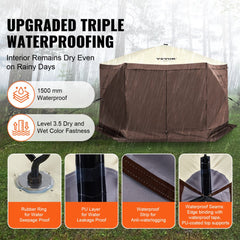 VEVOR Pop Up Gazebo Tent, Pop-Up Screen Tent 6 Sided Canopy Sun Shelter with 6 Removable Privacy Wind Cloths & Mesh