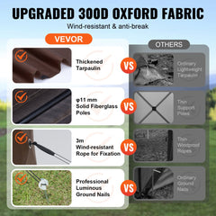VEVOR Pop Up Gazebo Tent, Pop-Up Screen Tent 6 Sided Canopy Sun Shelter with 6 Removable Privacy Wind Cloths & Mesh