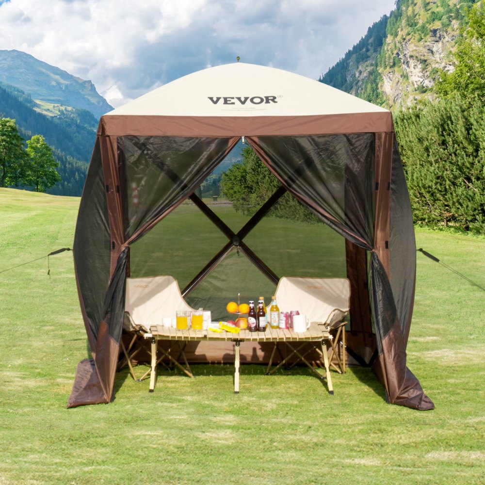 VEVOR Pop Up Gazebo Tent, Pop-Up Screen Tent 4 Sided Canopy Sun Shelter with 4 Removable Privacy Wind Cloths & Mesh