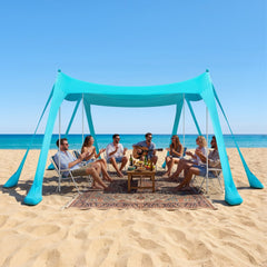 VEVOR Beach Tent Sun Shelter, UPF50+ Sun Protection, 6.6 ft Tall, 10 x 10 ft, Easy Pop Up Beach Canopy with Sandbags