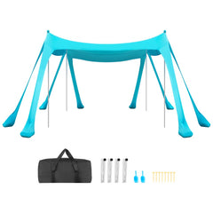 VEVOR Beach Tent Sun Shelter, UPF50+ Sun Protection, 6.6 ft Tall, 10 x 10 ft, Easy Pop Up Beach Canopy with Sandbags